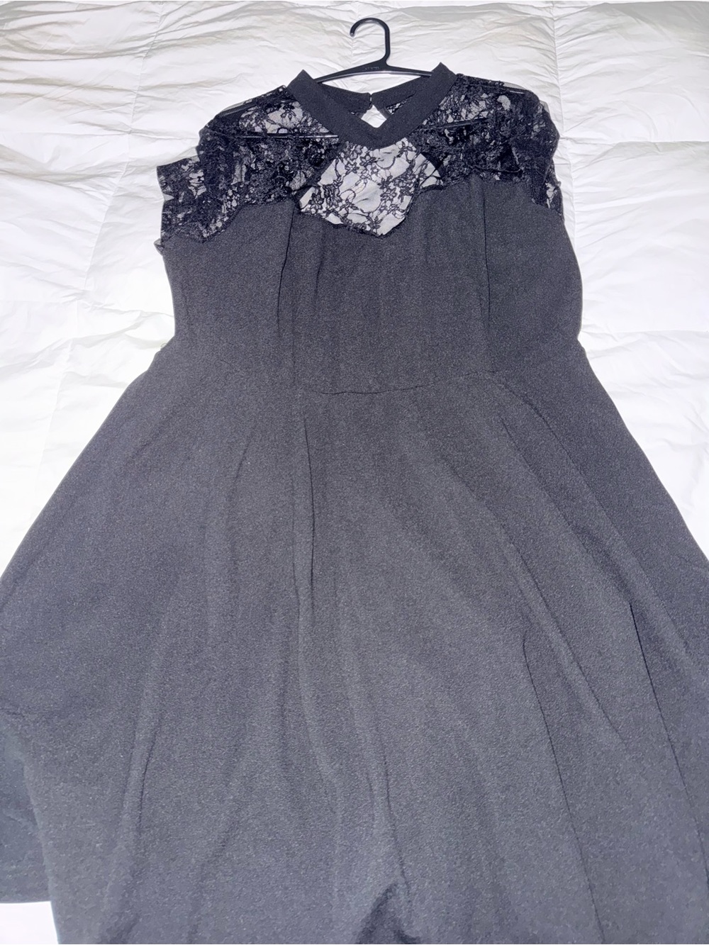 SHEIN Black Lace Yoke Midi Dress